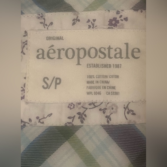 Aeropostale Green & Purple Y2K Western Long Sleeve Flannel Button Up Shirt~Sz S - Picture 14 of 16